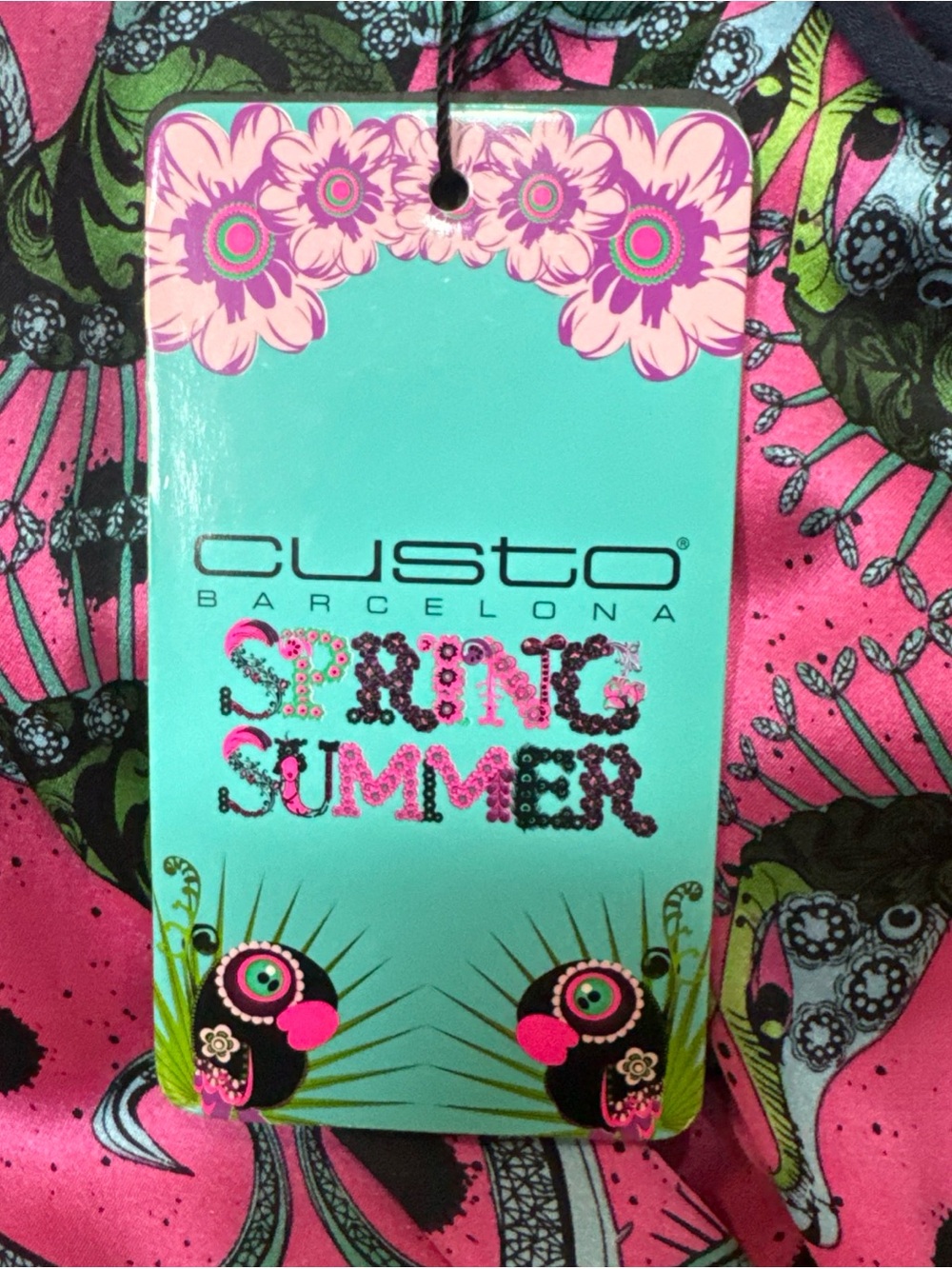 Vintage Custo Barcelona Silk Maxi Dress Vibrant Seahorse W Size 2 Summer Spring - Picture 8 of 12